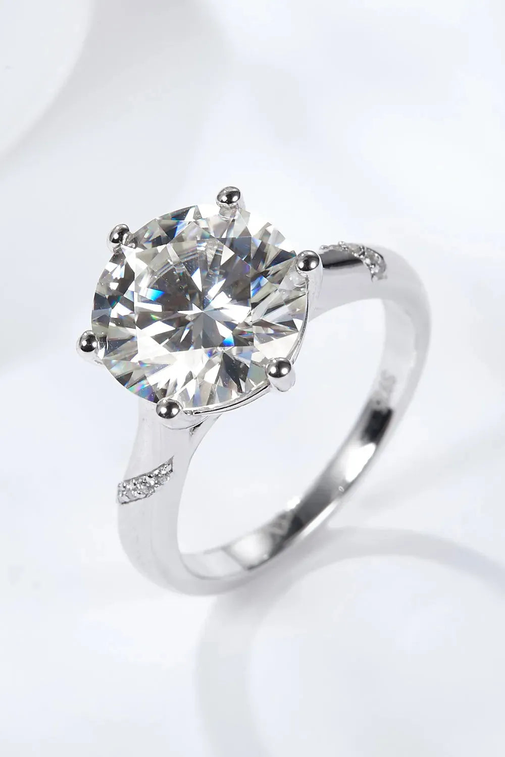 5 Carat Moissanite Solitaire Ring Silver Moissanite - Tophatter Daily Deals